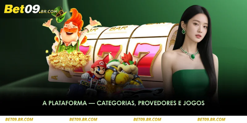é possível explorar facilmente os jogos por categoria ou provedor